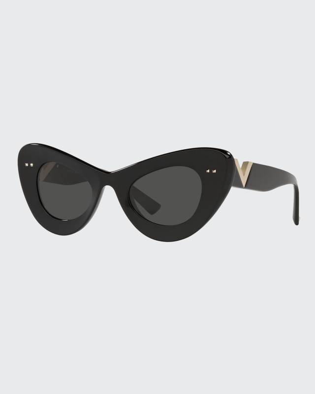 Cat-Eye Acetate Sunglasses w/ V Temples